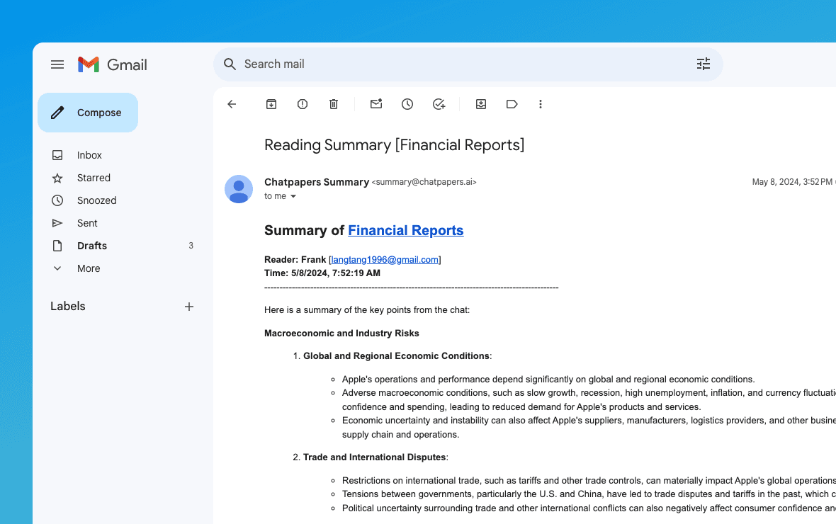 Post-Reading: Get your summary report